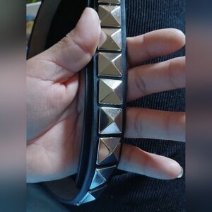 Black Studded Belt with Silver Accents